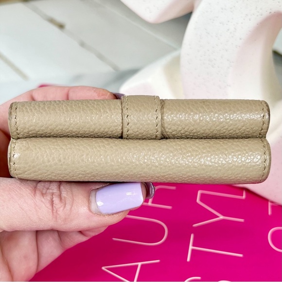 Saint Laurent Taupe Calfskin Line Flap Compact Wallet - Picture 6 of 11